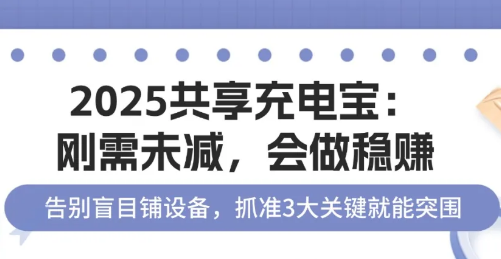 2025共享充电宝：刚需未减，会做稳赢